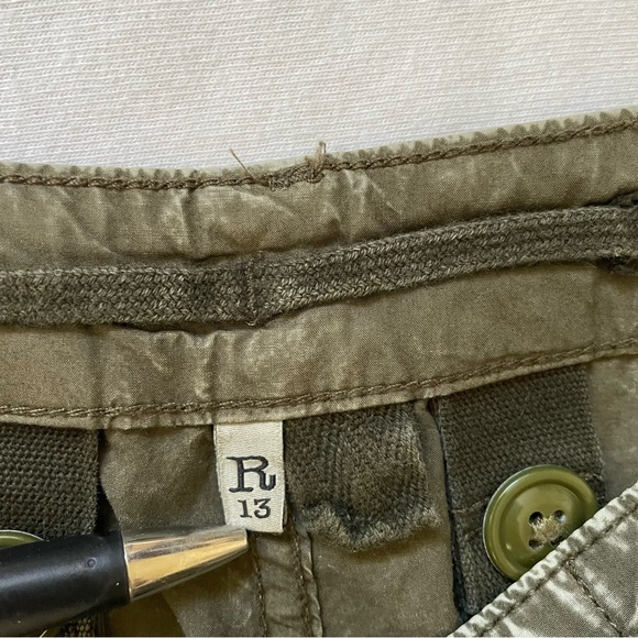 NWOT R13 Wide Leg Cargo Pant Olive Garment Dyed Cotton Poplin - Picture 10 of 12